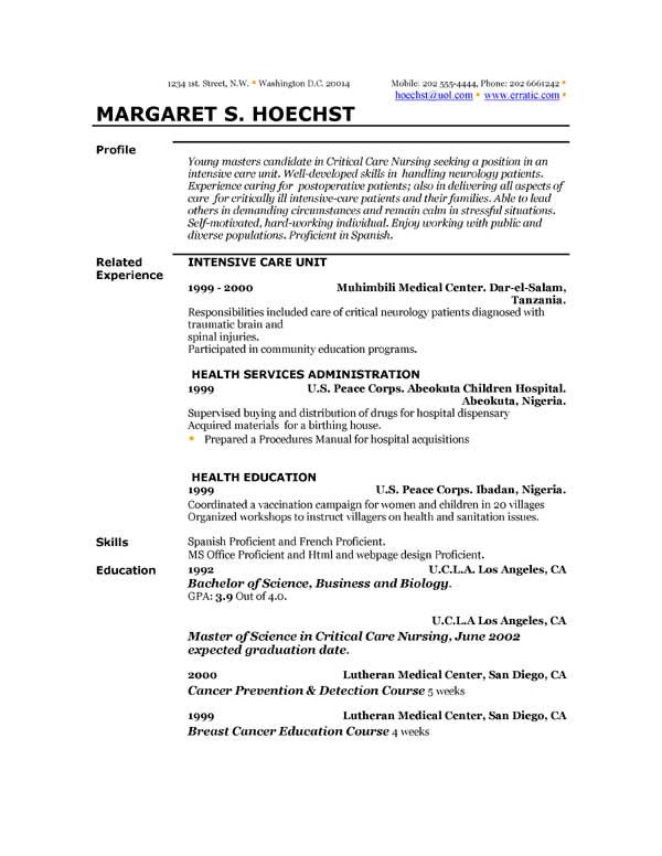 proffesional resume examples