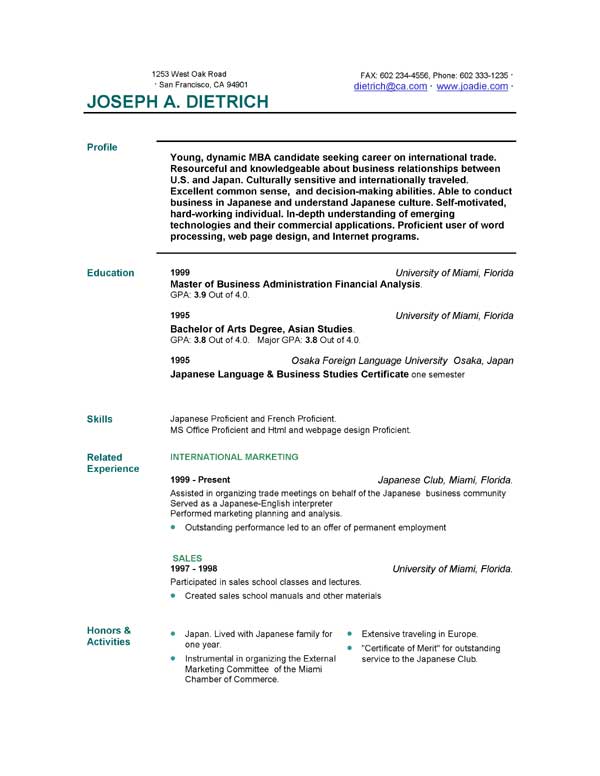 sample basic resume outline designing the resume the following page ...