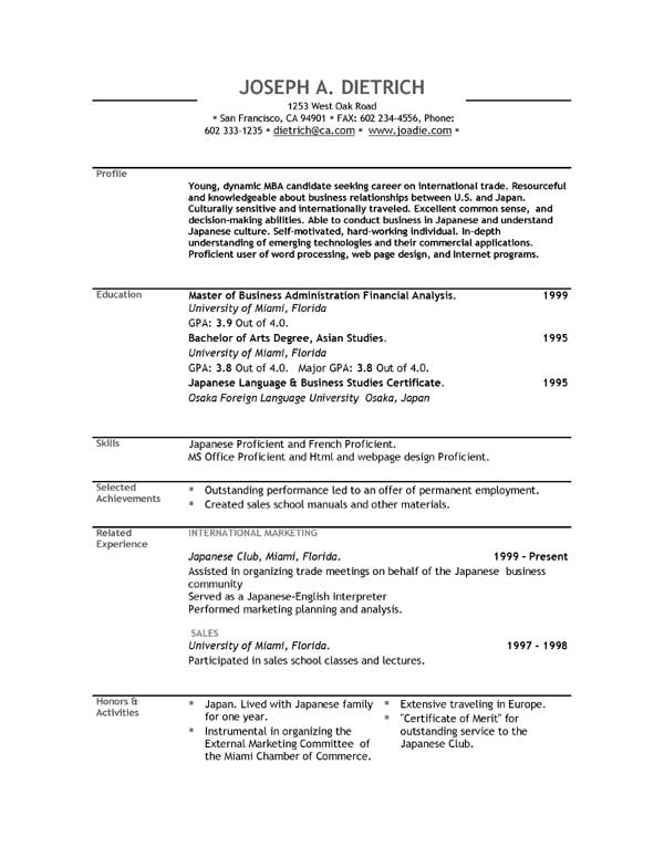 Resume Templates Online Free Printable