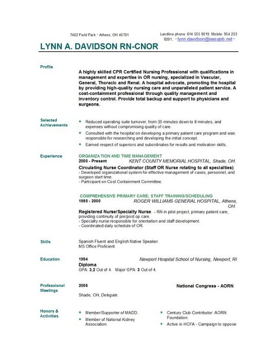 Objective nursing resume examples