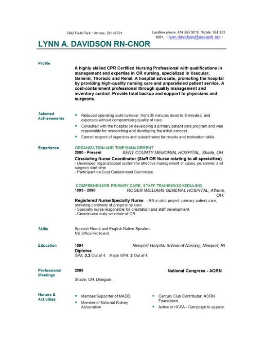 Nursing Resume Templates