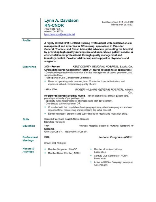 Nursing Resume Templates