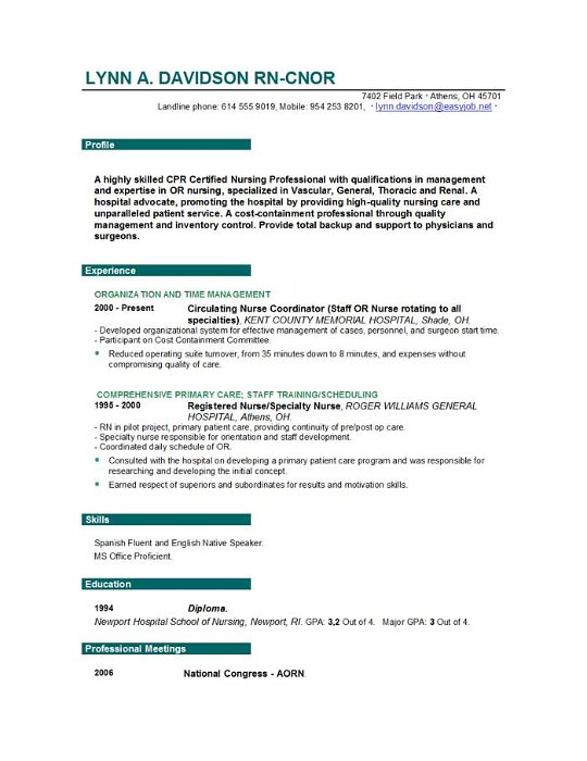 Nursing Resume Templates