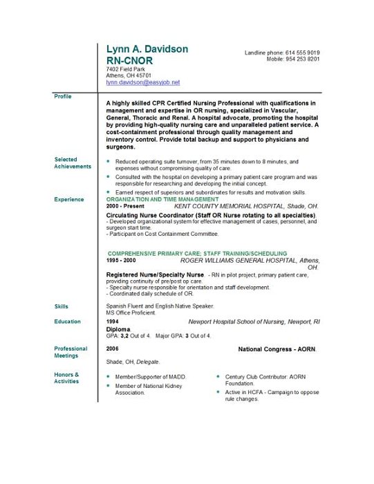 Nursing Resume Templates