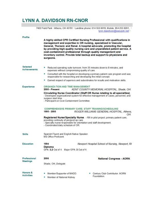 nursing-resume-format