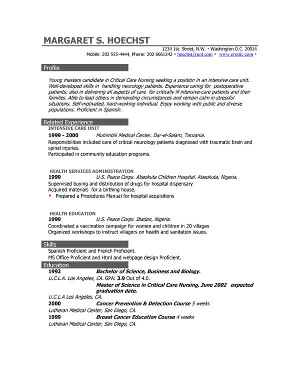 examples resume