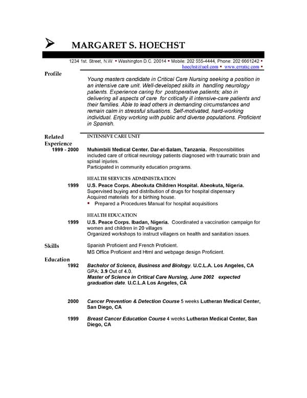 Cv resume for residency