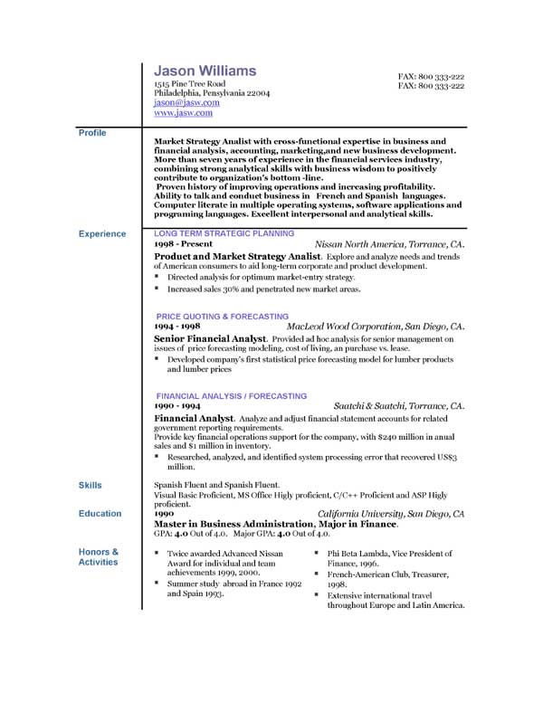 Resume Profile