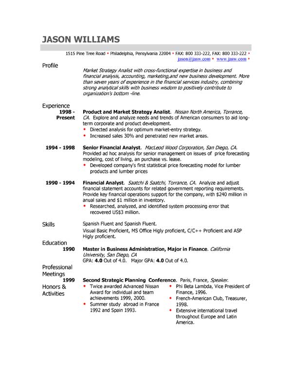 Functional format resume