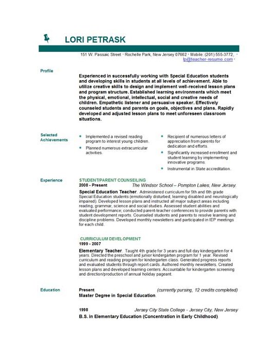 Best Teacher Resume Examples