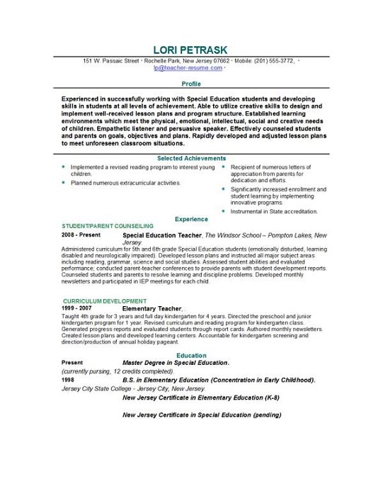 Teaching resume