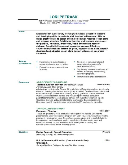 pin teacher resume sample template middle grade school