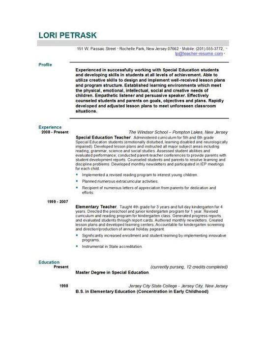 Cover letter samples for teachers resume