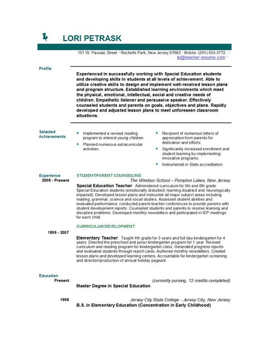 objective for  teaching resume
