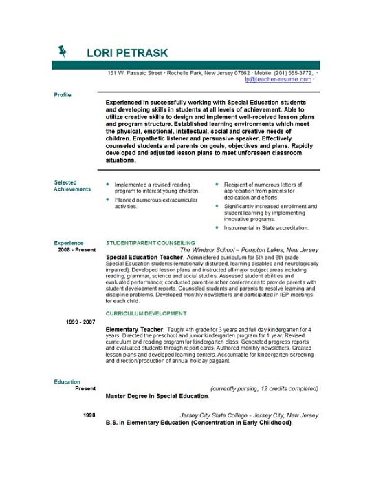 Free+teacher+resume+templates+download